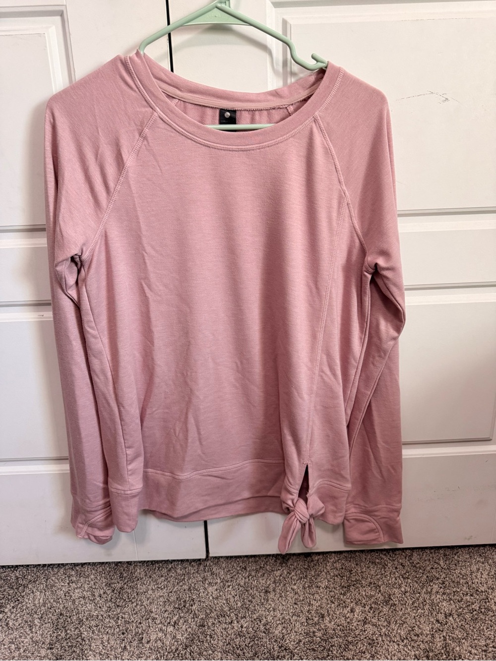 Yogalicious Blush Pink Long-Sleeve Top with Tie Hem
